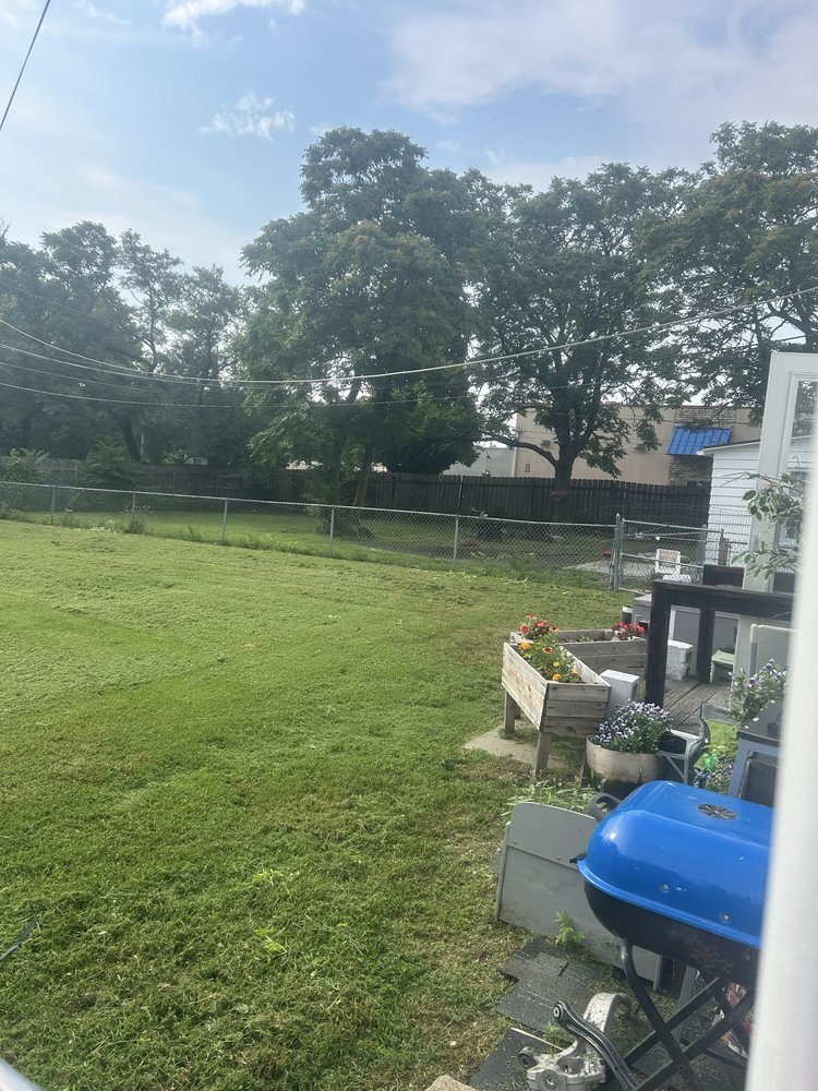 A backyard lawn in Wichita from the Adonis Lawn Care Yelp listing